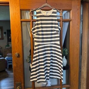 H&M Black and White Striped Midi Dress